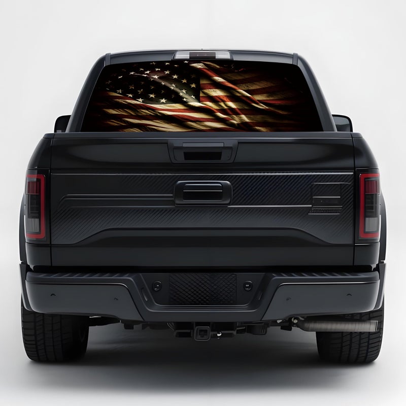Tobethay Rear Window Decals for Trucks - 65x17.3 in Back Window American Flag Decals Fit Most Pickup Trucks SUV, Vinyl Back Window Decal Truck Rear Window Graphics for Personalized - Image 1