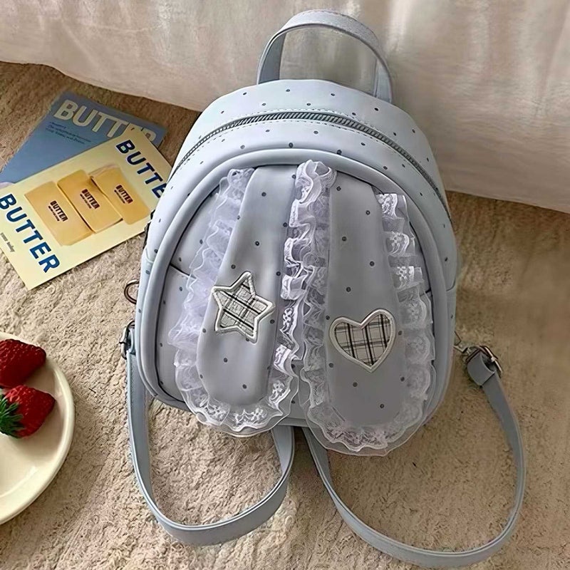 Cute Bunny Ear Lace Backpack for Women - Image 3