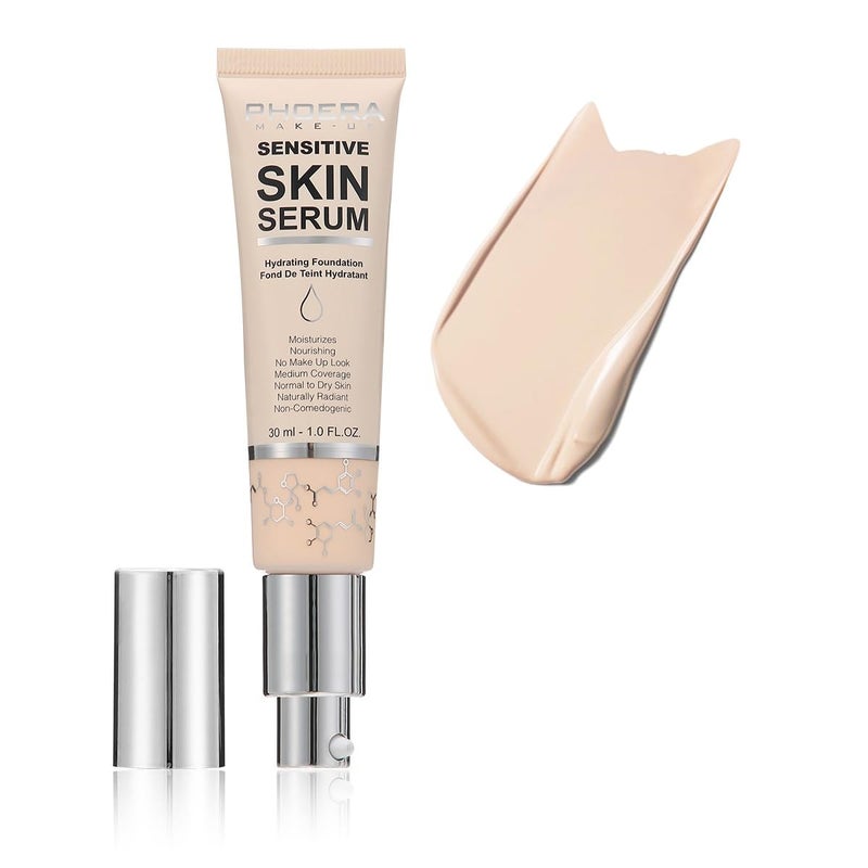 JISKG PHOERA Hydrating Serum Foundation,Flawless Full Coverage and Hypoallergenic Makeup Base Foundation. (N01 Porcelain, norm) - Image 1