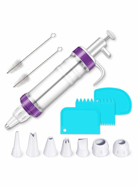 Cake Decorating Syringe Set - Includes Cupcake Frosting Injector, 7 Icing Nozzles & 3 Cream Scrapers for Perfect Dessert Decoration