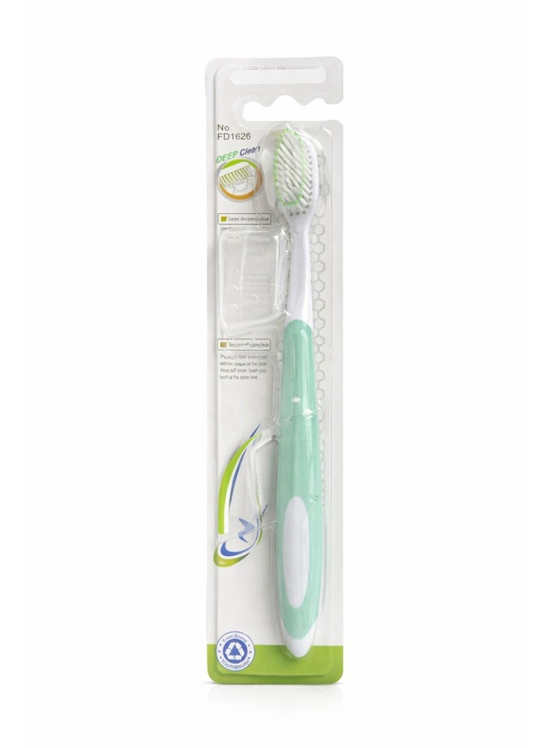 Soft Toothbrush for Natural Whiteness and Tough Task with Zig Zag Bristles and Tongue Cleaner - For Sensitive and Normal Teeth I Dentist Recommended - Image 1