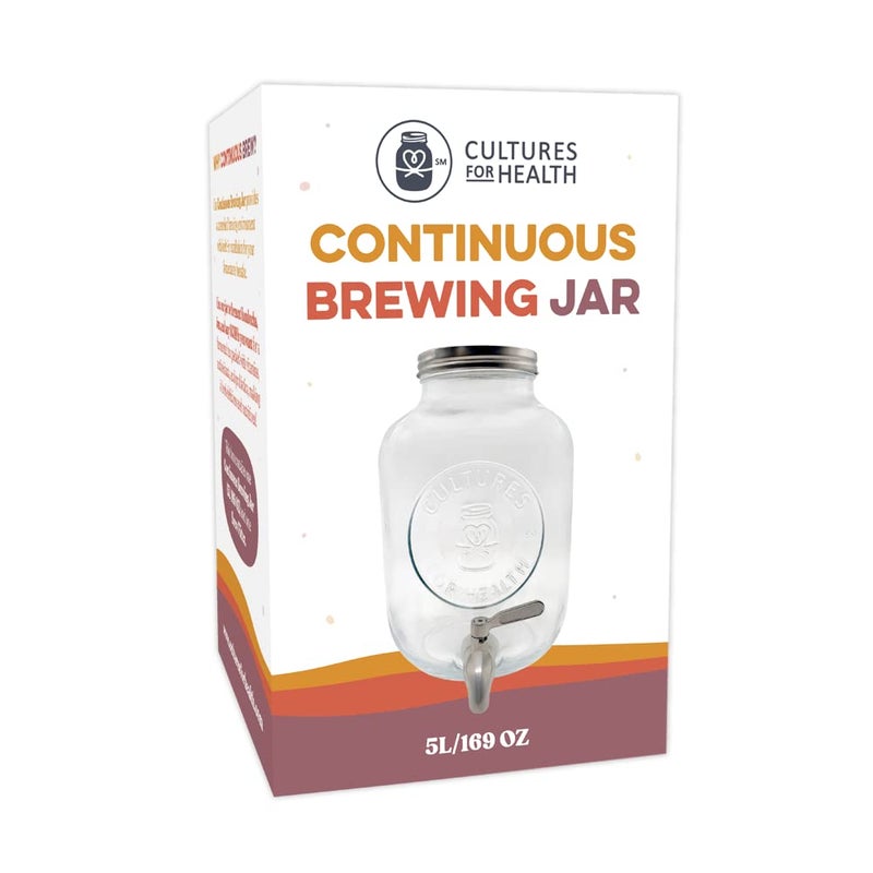 Cultures for Health Continuous Kombucha Brewing Jar with Spigot 5 Liter Glass Jar with Spout for DIY Fermentation Long Term Kombucha SCOBY Hotel Jar Daily Kombucha Tea Probiotic Drink Dispenser