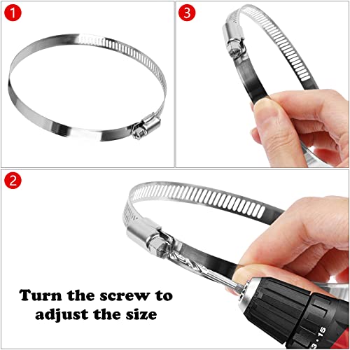 CABAX 4 Inch Duct Clamp, Stainless Steel Large Hose Clamp Adjustable Diameter 91-114mm Worm Drive Clamp for Plumbing Dryer Vent for Automotive Mechanical Agriculture, 4 Pack - Image 4