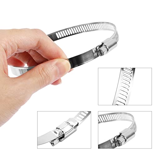 CABAX 4 Inch Duct Clamp, Stainless Steel Large Hose Clamp Adjustable Diameter 91-114mm Worm Drive Clamp for Plumbing Dryer Vent for Automotive Mechanical Agriculture, 4 Pack - Image 3