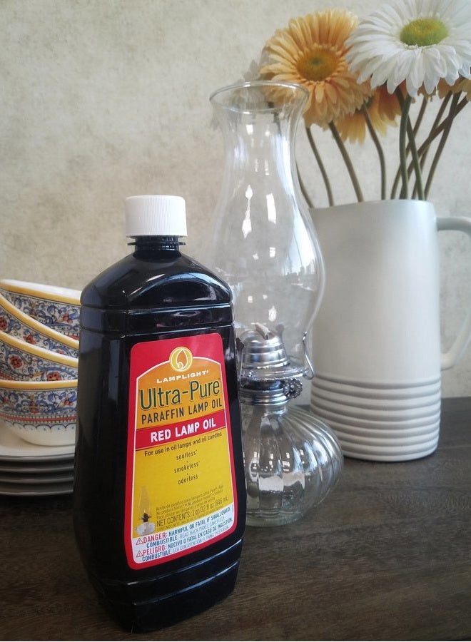 Lamplight ¼ Gallon (32 oz) Ultra-Pure Lamp Oil Red - liquid paraffin oil for indoor use, sootless, smokeless and odorless, emergency kit Red - Image 2