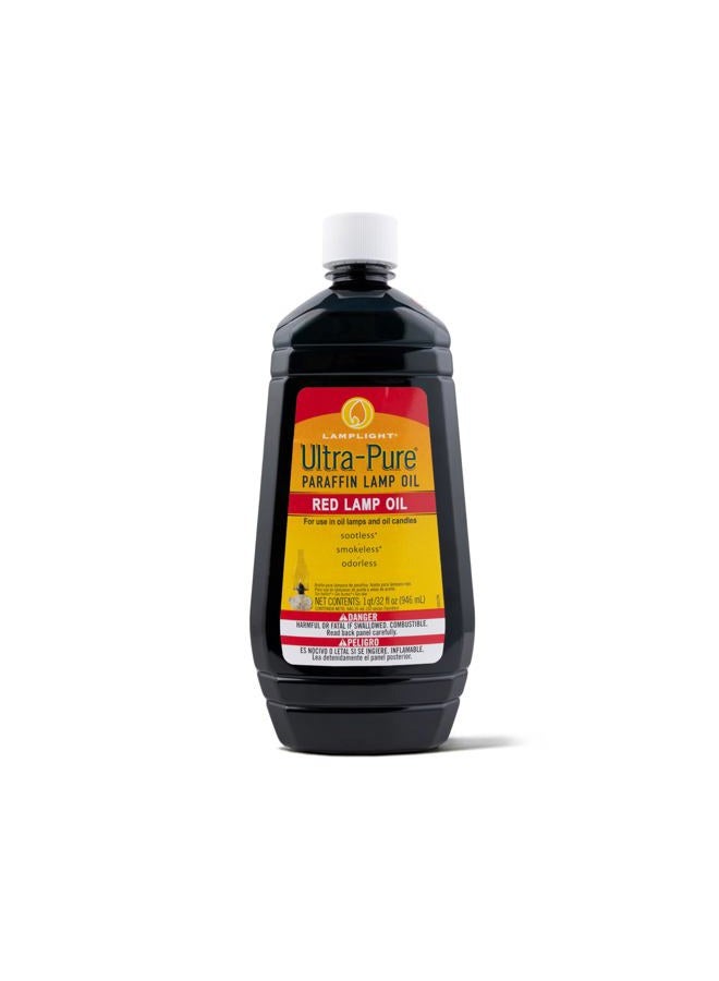 Lamplight ¼ Gallon (32 oz) Ultra-Pure Lamp Oil Red - liquid paraffin oil for indoor use, sootless, smokeless and odorless, emergency kit Red - Image 1