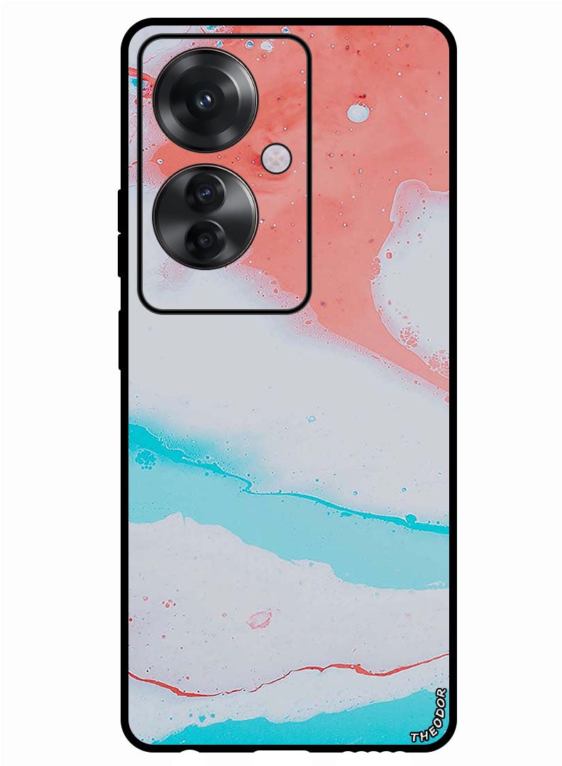 Theodor Protective Case Anti Scratch Shock Proof Bumper Cover For Oppo F25 Pro White Red Pattern - Image 1