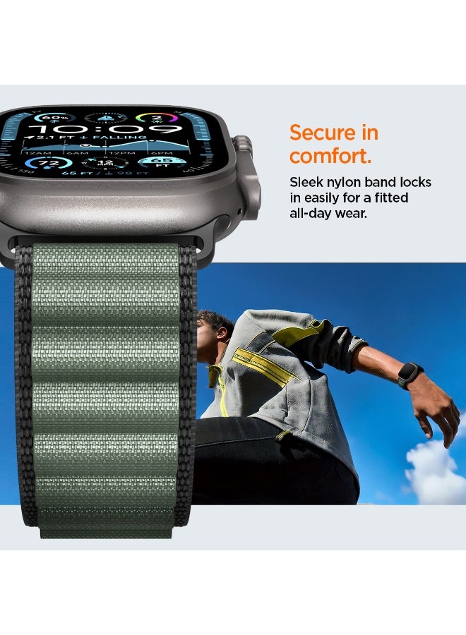 Spigen WBF1 Apple Watch Band for Apple Watch Ultra 3/2/1 49mm, Series 11/10 46mm, 9/8/7 45mm, SE3/SE2/SE/6/5/4 44mm, 3/2/1 42mm Lightweight Fabric Strap - Black Green - Image 4