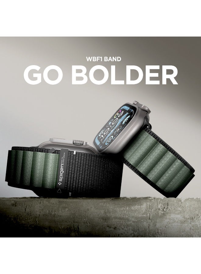 Spigen WBF1 Apple Watch Band for Apple Watch Ultra 3/2/1 49mm, Series 11/10 46mm, 9/8/7 45mm, SE3/SE2/SE/6/5/4 44mm, 3/2/1 42mm Lightweight Fabric Strap - Black Green - Image 2