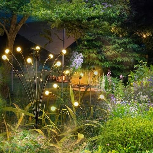 GIGAWATTS GW-301WW Solar Firefly Light with 3V Panel BIS Approved 600mAh Battery IP65 Waterproof 8 LED Starburst Swaying Ground Outdoor Lamp for Garden Lawn Patio Pathway (Pack of 2, Warm White) - Image 2