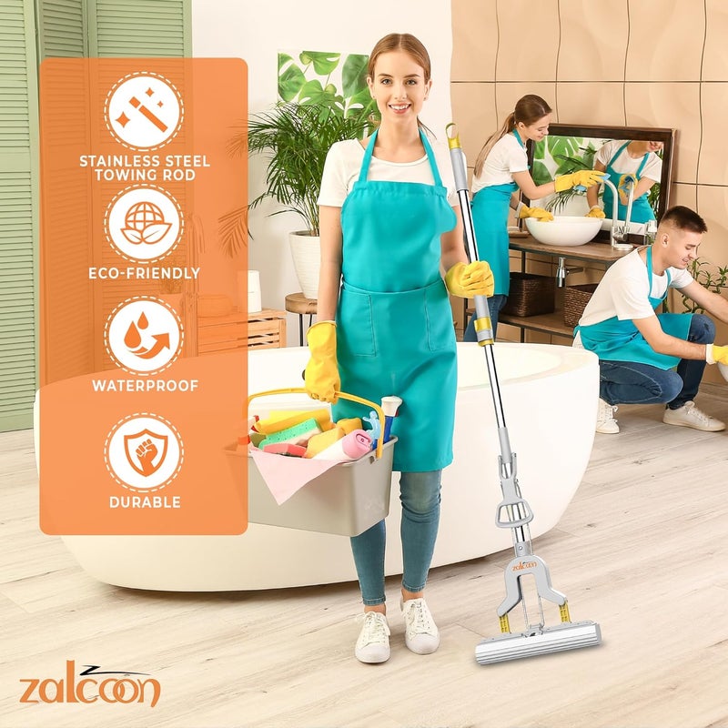 زالكون ZALCOON ممسحة إسفنجية قابلة للطي ذاتية العصر مع 2 قطعة إسفنج PVA فائقة الامتصاص، 2 نعال ممسحة و1 حامل ممسحة | أداة تنظيف منزلية للمطبخ، الخشب الصلب، الأرضيات الصلبة متعددة الأسطح - Image 5