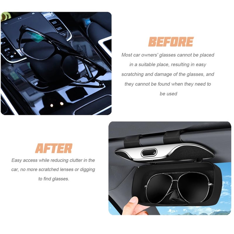zipelo Sunglasses Holder for Car Sun Visor, Protective Automotive Eyeglasses Storage Case Hanger, Soft Vehicle Interior Glasses Organizer Box Accessories, Universal for SUV Sedan Truck (Black) - Image 4