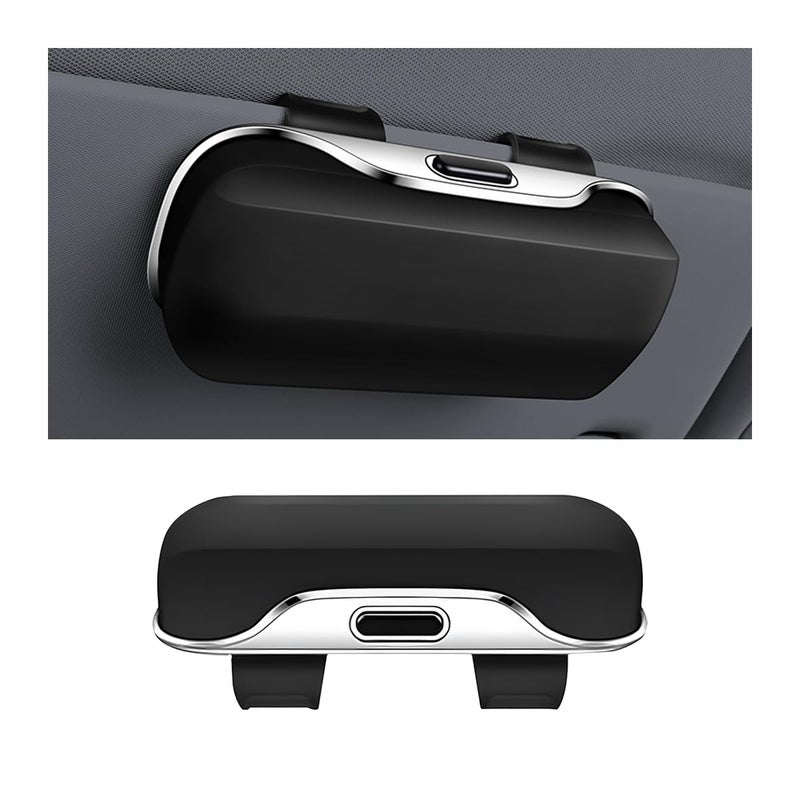 zipelo Sunglasses Holder for Car Sun Visor, Protective Automotive Eyeglasses Storage Case Hanger, Soft Vehicle Interior Glasses Organizer Box Accessories, Universal for SUV Sedan Truck (Black) - Image 1