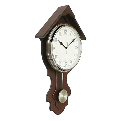 CHRONIKLE Elegant Vertical Hut Design Wooden Chocolate Color Analog Home/Office Decor Pendulum Wall Clock with Sweep Movement (Size: 35 x 8 x 63 CM | Weight: 1865 grm | Color: Chocolate) - Image 1
