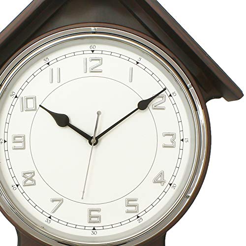 CHRONIKLE Elegant Vertical Hut Design Wooden Chocolate Color Analog Home/Office Decor Pendulum Wall Clock with Sweep Movement (Size: 35 x 8 x 63 CM | Weight: 1865 grm | Color: Chocolate) - Image 3