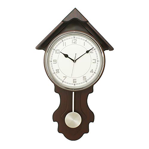 CHRONIKLE Elegant Vertical Hut Design Wooden Chocolate Color Analog Home/Office Decor Pendulum Wall Clock with Sweep Movement (Size: 35 x 8 x 63 CM | Weight: 1865 grm | Color: Chocolate) - Image 5