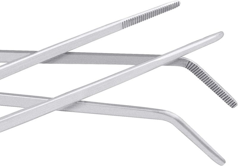 Thyores 3 Pcs Aquarium Tweezers, Stainless Steel Feeding Tongs Straight and Curved Tweezers Set Long Handle Reptile Feeding Tongs for Aquatic Plants Lizards Spider Snakes - Image 4