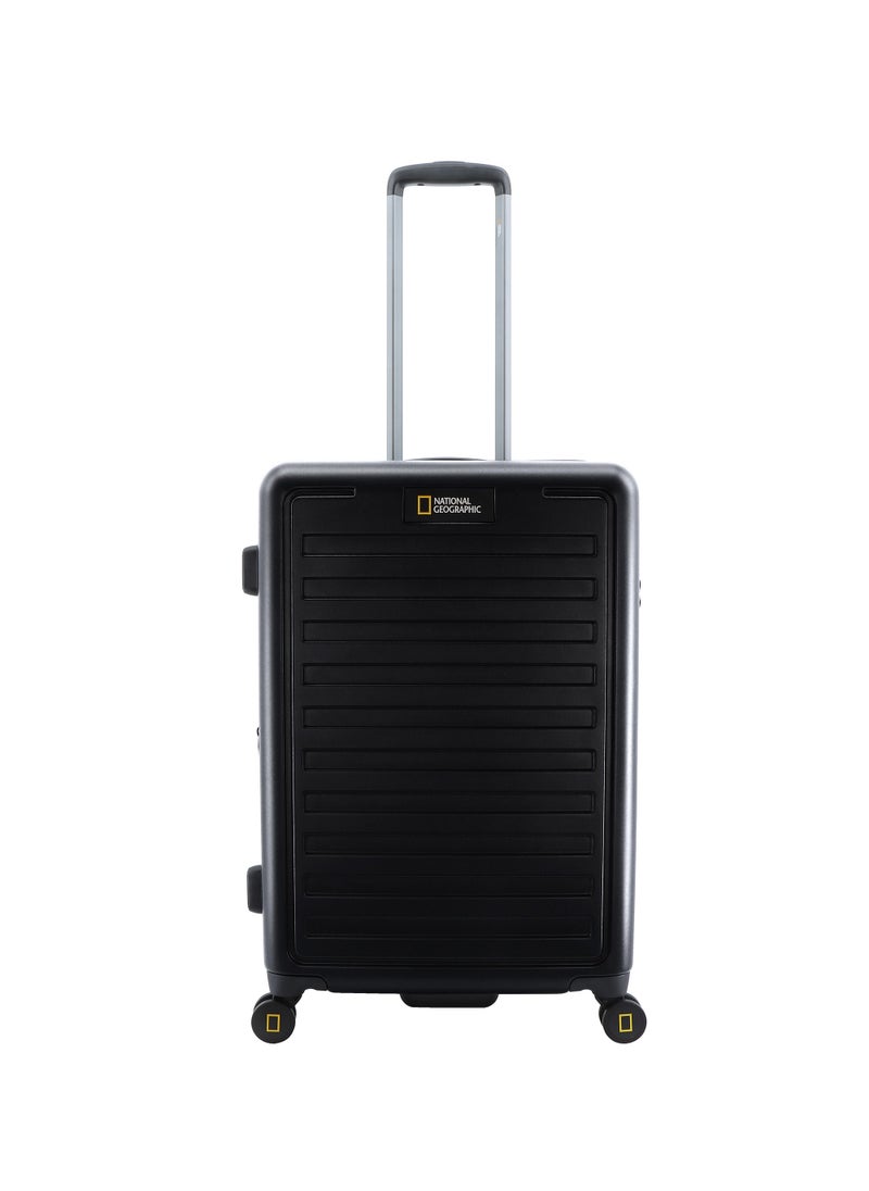 NATIONAL GEOGRAPHIC National Geographic Cruise 100% PC Hardshell Medium Check-In Suitcase Black, Durable Lightweight TSA Combination Lock Travel Luggage, 4 Quite Spinner Wheel Trolley Bag (24 Inch).  - Image 1