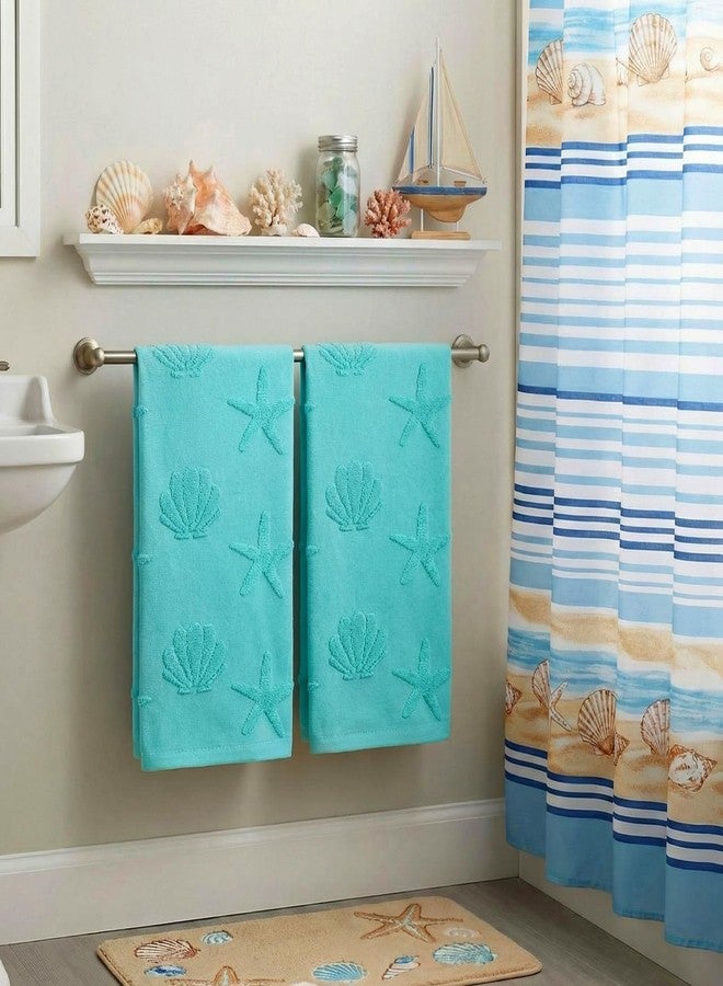 Gilprop 2 Pcs Coastal Hand Towels for Bathroom 100% Cotton Jacquard Weave Hand Towels Seashell Starfish Beach Soft Absorbent Washcloth for Spring Summer Kitchen Bathroom Home Decor, 29.5 x 13.8 Inch - Image 5