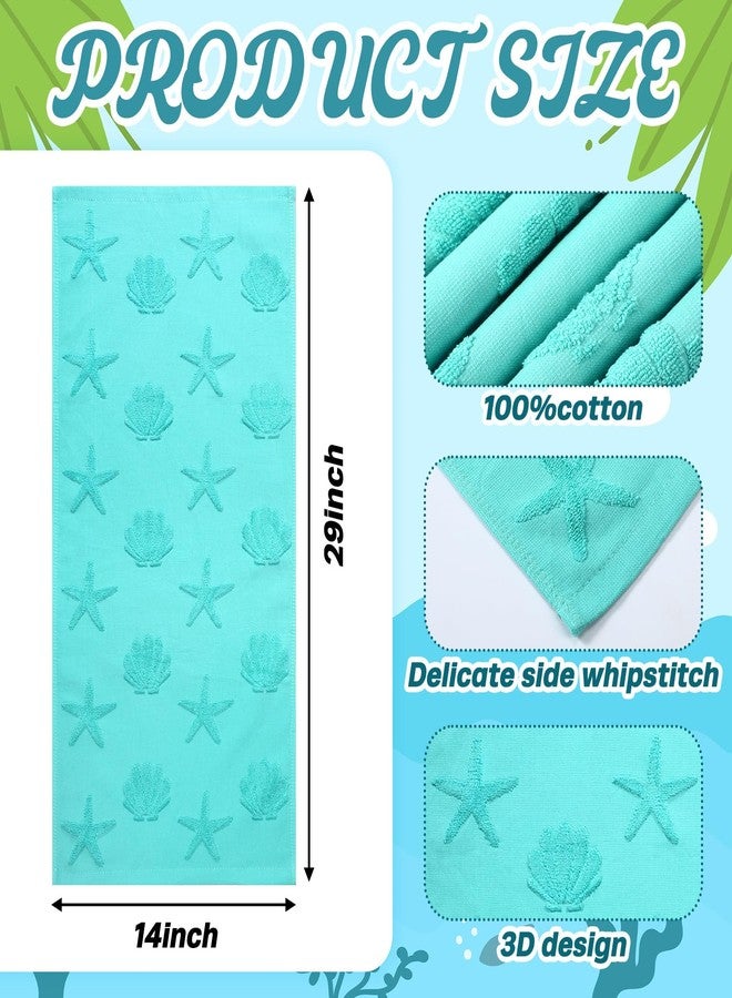 Gilprop 2 Pcs Coastal Hand Towels for Bathroom 100% Cotton Jacquard Weave Hand Towels Seashell Starfish Beach Soft Absorbent Washcloth for Spring Summer Kitchen Bathroom Home Decor, 29.5 x 13.8 Inch - Image 2