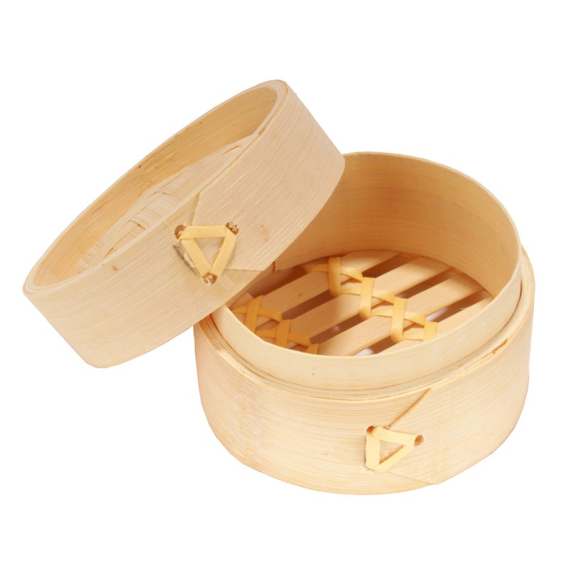 BambooMN 3 Inch Mini Bamboo Dim Sum Dumpling Steamer Basket for Dessert Party Favors Wedding Birthday Home Decorations Supplies 10 Pieces