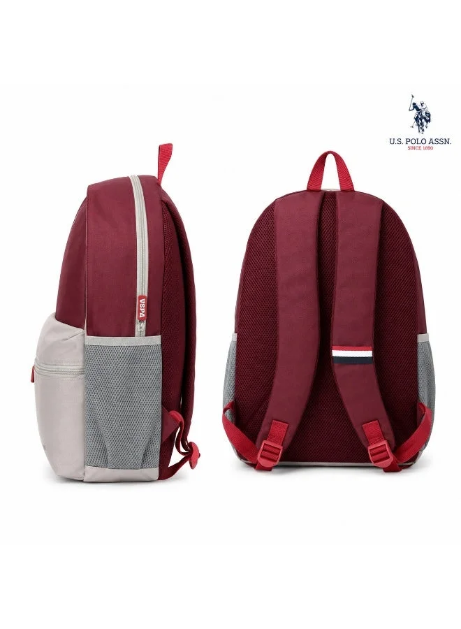 يو اس بولو اسن U.S. Polo Assn. Classic Burgundy Stone Heritage Colourblock Backpack for School and Office MultiCompartment Bag for Campus
