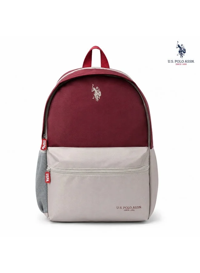 يو اس بولو اسن U.S. Polo Assn. Classic Burgundy Stone Heritage Colourblock Backpack for School and Office MultiCompartment Bag for Campus