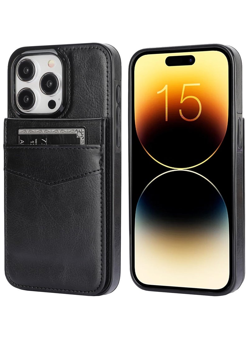 عام آيفون 15 برو ماكس حافظة محفظة مع حامل بطاقة الائتمان ، فليب قسط الجلود المشبك المغناطيسي مسنده الثقيلة الغطاء الواقي آيفون 15 برو ماكس 6.7 بوصة - Image 2