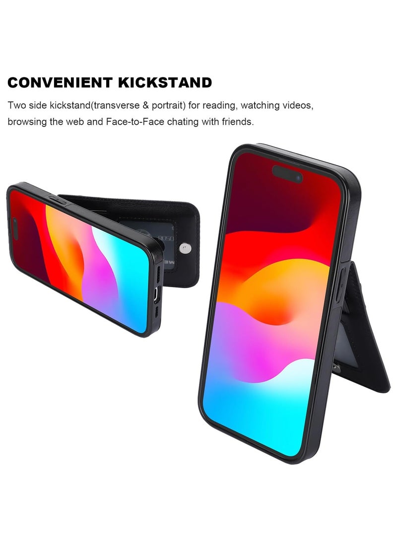 عام آيفون 15 برو ماكس حافظة محفظة مع حامل بطاقة الائتمان ، فليب قسط الجلود المشبك المغناطيسي مسنده الثقيلة الغطاء الواقي آيفون 15 برو ماكس 6.7 بوصة - Image 4