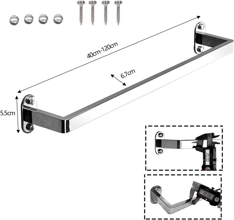 Towel Rail for Bathroom, Hand Towel Bar Rail Stainless Steel Single Rod Towel Holder Hanger Wall Mounted for Bathroom Kitchen,Polished Silver Finish(SZ:105cm) (Color : Multi Colored, Size : 55cm) - Image 5