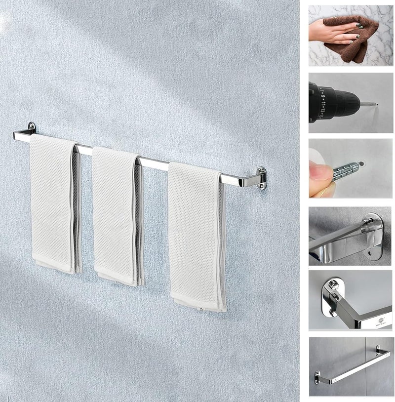 Towel Rail for Bathroom, Hand Towel Bar Rail Stainless Steel Single Rod Towel Holder Hanger Wall Mounted for Bathroom Kitchen,Polished Silver Finish(SZ:105cm) (Color : Multi Colored, Size : 55cm) - Image 4