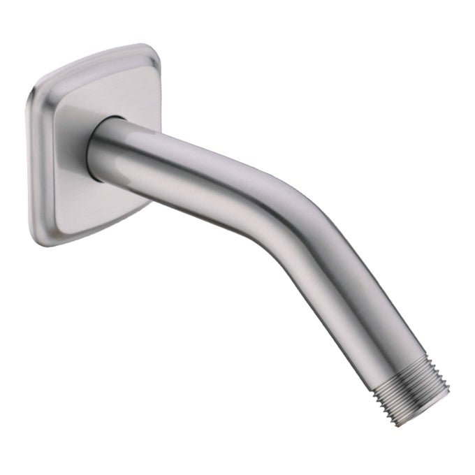ANGLED SHOWER ARM WITH FLANGE 6 INCH STAINLESS STEEL STREAM SHOWER HEAD REPLACEMENT PIPE WALL MOUNTED EXTENSION ARM BRUSHED NICKEL