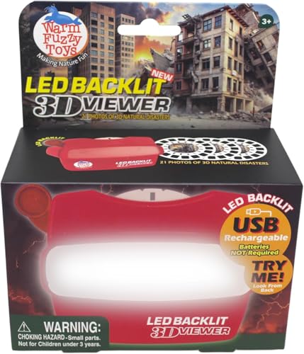 WARM FUZZY Toys LED Backlit 3D Viewer Natural Disasters New 2025 USBC Rechargeable Viewer for Kids Adults Includes 3 Reels with 21 HD 3D Images Patent Pending Retro Toy - Image 5