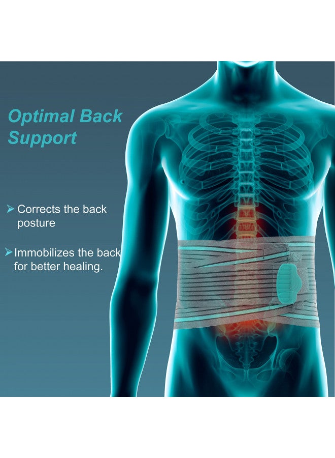 Tynor حزام دعم أسفل الظهر TYNOR قابل للتنفس ضغط حزام دعم أسفل الظهر القابل للتعديل للرجال والنساء، ديسك منزلق، عرق النسا، آلام الظهر ورفع الأثقال (XXL، رمادي) - Image 3