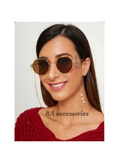 Women's Eyeglasses Of Off White Pearls & Golden chain