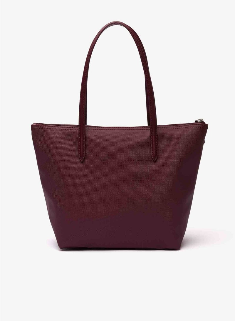 لاكوست حقيبة يد نسائية من لاكوست L12.12 Concept Fashion متعددة الاستخدامات بسعة كبيرة وسحاب وحقيبة كتف واحدة وحقيبة حمل متوسطة الحجم بلون أحمر أرجواني - Image 4