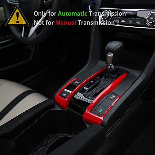 Thenice for 10th Gen Civic Gear Box Trims CVT Automatic Transmission Shift Boots Panel Stickers for Honda Civic Sedan Hatchback Coupe 2021 2020 2019 2018 2017 2016 -Red - Image 5