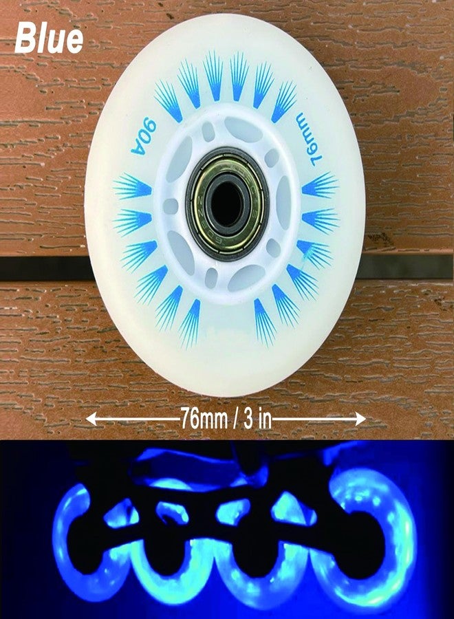 FYANER Light Up Inline Skate Wheels 4 Pack - Luminous Flash Inline Skates Replacement Wheel 76mm(Blue), Universal - Image 2