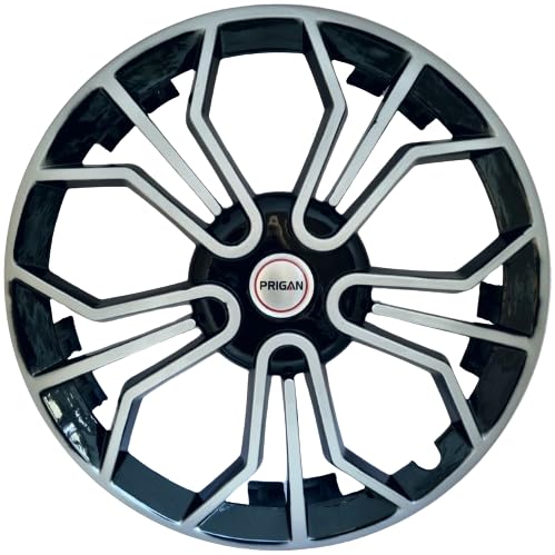 Prigan 14 Inch Silver Black Wheel Cover for All 14 Inch Cars (Avialable in 14,15 Inch) (Set of 4 Pcs) (Press Fitting) Model- Magic-DC-14 - Image 1