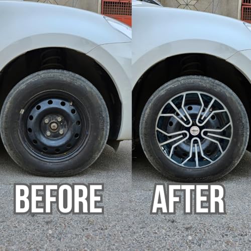 Prigan 14 Inch Silver Black Wheel Cover for All 14 Inch Cars (Avialable in 14,15 Inch) (Set of 4 Pcs) (Press Fitting) Model- Magic-DC-14 - Image 3