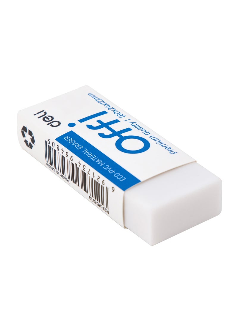 Deli Deli EH03110 Offi Eraser 20 pcs, 60×24×12mm White – ideal for school, office & everyday writing - Image 4