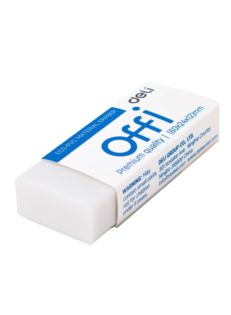 Deli Deli EH03110 Offi Eraser 20 pcs, 60×24×12mm White – ideal for school, office & everyday writing - Image 5