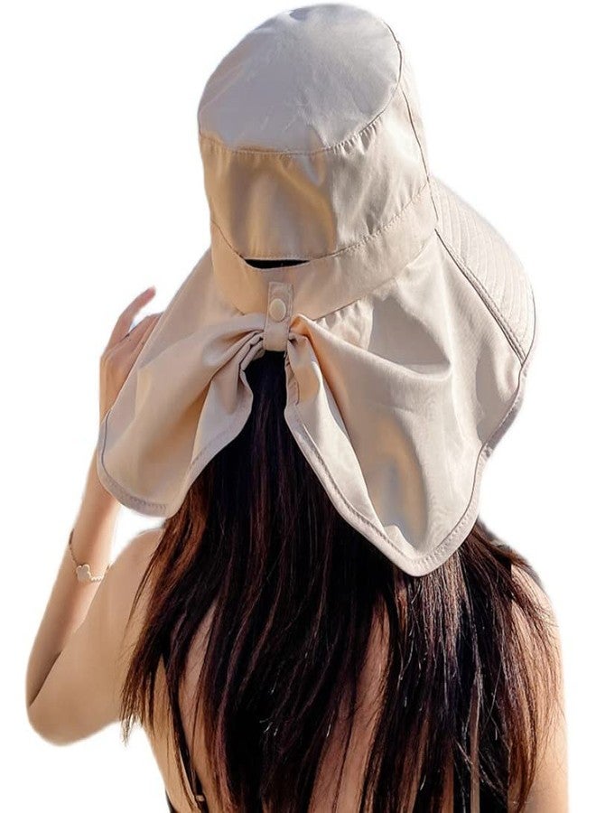 إيوهاك قبعة شمسية صيفية نسائية واسعة الحواف مع غطاء للرقبة، قبعة قابلة للتعديل للحماية من الأشعة فوق البنفسجية، قبعة للحدائق، قابلة للطي، قبعة للسفر والتنزه في رحلات السفاري (مقاس متوسط) (مقاس أمريكي، ألفا، متوسط، بيج) - Image 2