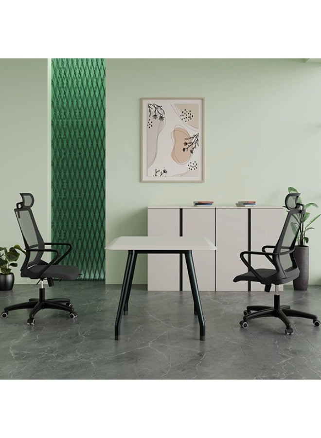 NEO FRONT FURNITURE Mini Meeting Table – 4-Person Conference Table with Grey Powder-Coated Top & Metal Legs for Office Use (90 x 90 x 75 cm) HPFS-MXH02 - Image 2