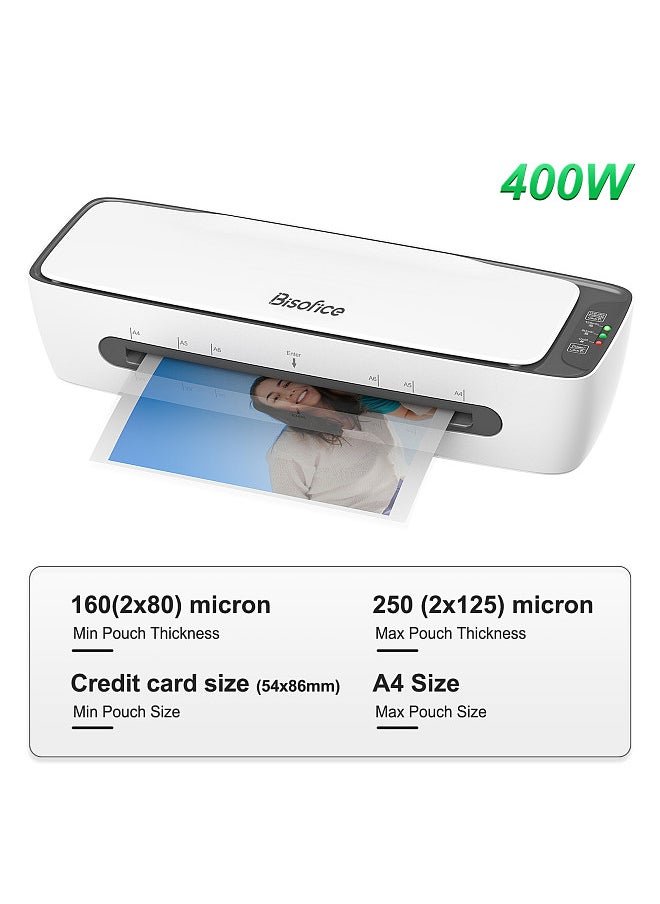Bisofice - SL688 Desktop Laminator Machine Set A4 Size Multifunctional Hot and Cold Lamination 2 Roller System 9 inches Max Width with Paper Cutter Trimmer Rounder Hole Puncher Binding Hoop - Image 1