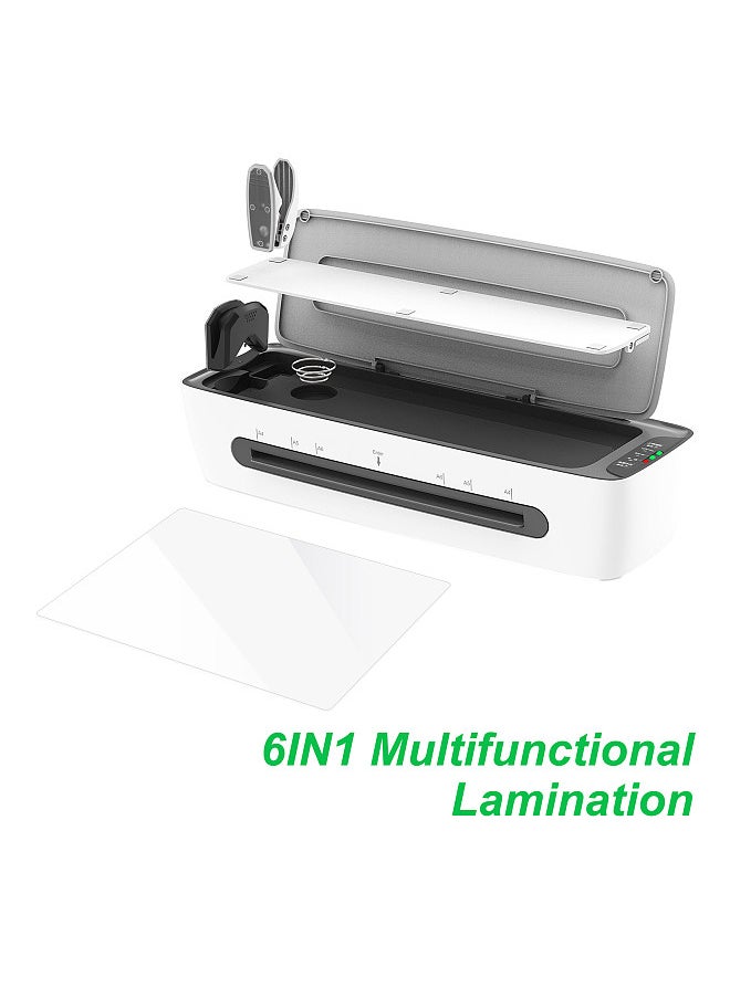Bisofice - SL688 Desktop Laminator Machine Set A4 Size Multifunctional Hot and Cold Lamination 2 Roller System 9 inches Max Width with Paper Cutter Trimmer Rounder Hole Puncher Binding Hoop - Image 1