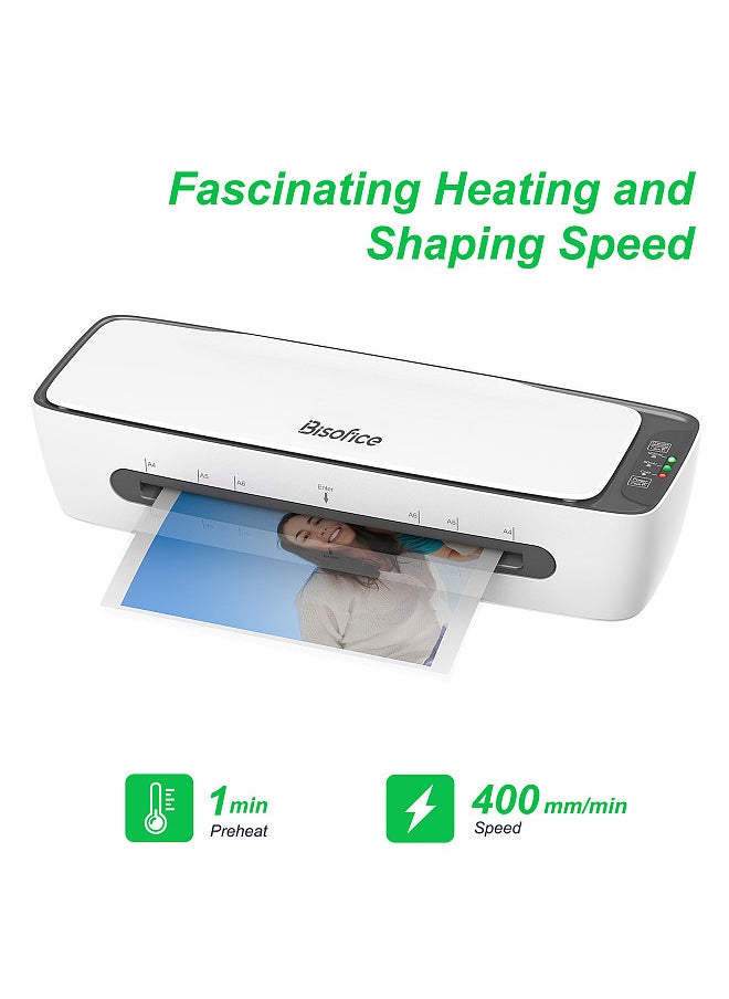 Bisofice - SL688 Desktop Laminator Machine Set A4 Size Multifunctional Hot and Cold Lamination 2 Roller System 9 inches Max Width with Paper Cutter Trimmer Rounder Hole Puncher Binding Hoop - Image 1