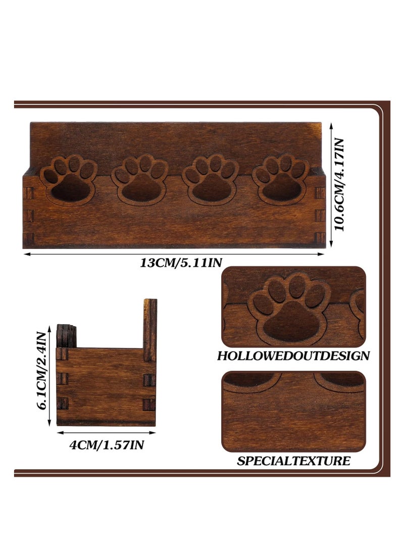 SOLARAE 2Pcs Wooden Business Card Holder, Business Card Holder for Desk, Dog PawBusiness Card Stand, Wooden Open Card Stand, Farmhouse Business Card Organizer, Business Card Display Stand, for Office Tabletop - Image 5
