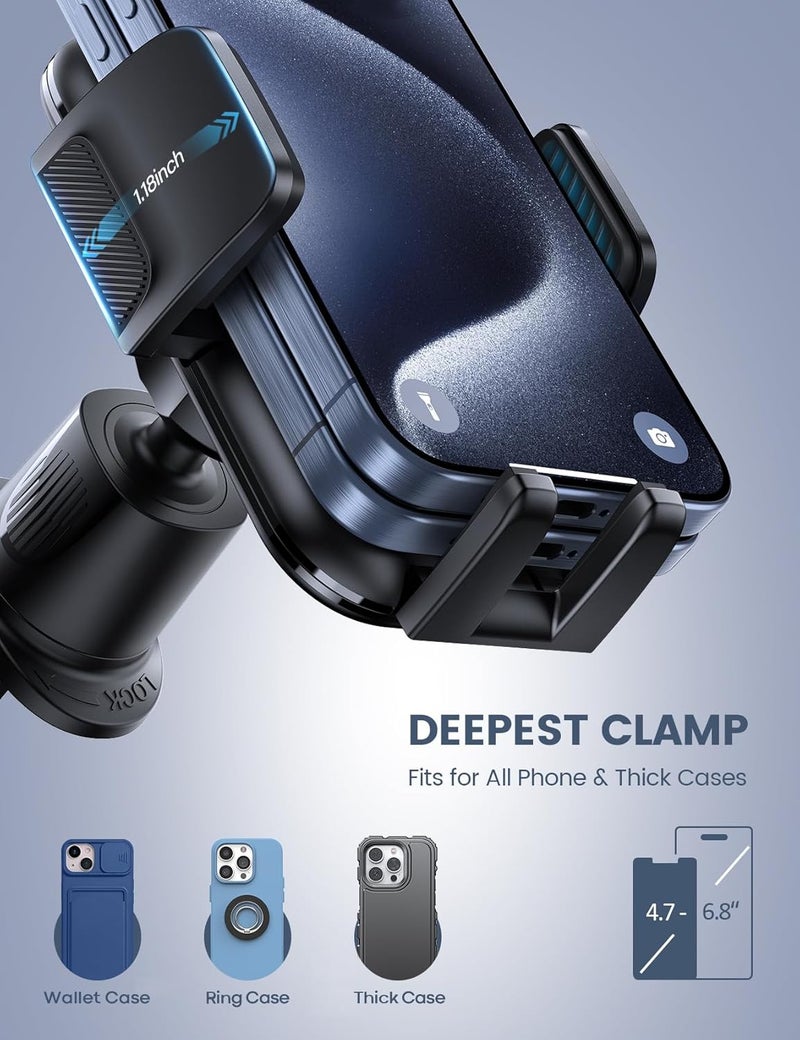 Lamicall Wider Clamp & Metal Hook Car Phone Holder Vent [Thick Cases Friendly] Phone Holders for Your Car Mount Automobile Hands Free Cradle Air Vent for iPhone 17 16 15 14 13 Pro Max Smartphone - Image 2