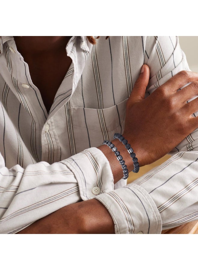 KOWVOWZ 4 PCS Tiger Eye Stone Bracelet, Natural Stone Beads Bracelet Set, Stretch Lava Rock Bracelets, Adjustable Bracelet Accessories for Men Women Teens Gifts - Image 5